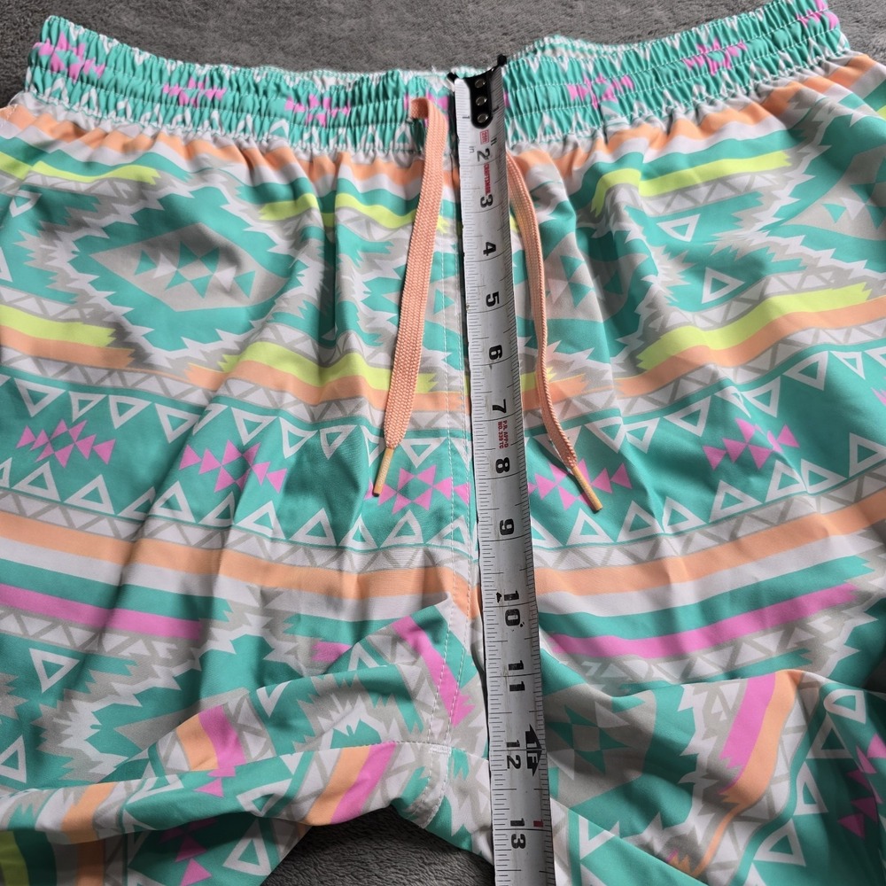 Chubbies Shorts Men's XL Teal Aztec En Fuegos 7" Swim Trunks Lined Drawstring - Picture 7 of 16
